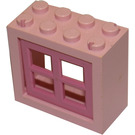 LEGO Window 2 x 4 x 3 with Medium Dark Pink Panes (4132)