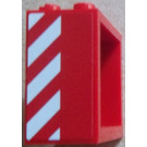 LEGO Window 2 x 4 x 3 with Red and White Danger Stripes Left Sticker with Square Holes (60598)