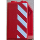 LEGO Window 2 x 4 x 3 with Red and White Danger Stripes Right Sticker with Square Holes (60598)