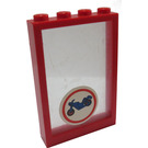 LEGO Window Frame 1 x 4 x 5 with Fixed Glass with Motorcycle and Red Circle Sticker