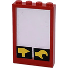 LEGO Window Frame 1 x 4 x 5 with Fixed Glass with Yellow Hammer and Wrench Sticker