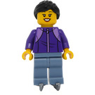 LEGO Woman, Dark Purple Jacket, Sand Bleu Jambes, Noir Cheveux et Ice Skates Figurine