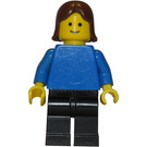 LEGO Kvinne i Blå Topp med Brun  Hår Minifigur