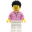 LEGO Vrouw in Bright Roze Shirt met Zwart Haar Minifiguur