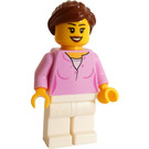 LEGO Vrouw in Bright Roze Trui Minifiguur