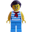 LEGO Woman im Dark Azure Striped Shirt Minifigur