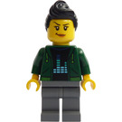 LEGO Woman in Dark Green Jacket with Black Hair Minifigure