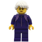 LEGO Vrouw in Dark Paars Tracksuit met Lang haar Minifiguur