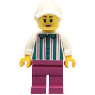 LEGO Vrouw in Donker turquoise Striped Shirt Minifiguur