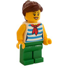 LEGO Kvinna i Grön Striped Skjorta Minifigur