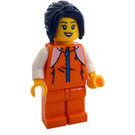 LEGO Woman in Orange Zipper Jacket with White Arms Minifigure