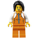 LEGO Woman in Orange Zipper Jacket with White Arms Minifigure
