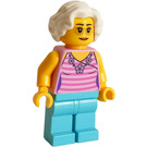 LEGO Žena v Růžová Striped Košile Minifigurka