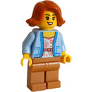 LEGO Vrouw met Blauw Jasje met Donkeroranje Haar Minifiguur