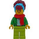 LEGO Kvinna med Dark Hår och Röd Scarf - First League Minifigur