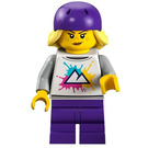 LEGO Vrouw met Dark Paars Bike Helm Minifiguur