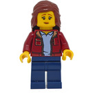 LEGO Woman avec Dark rouge Jacket Open over Bleu Haut Figurine