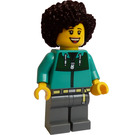 LEGO Woman with Dark Turquoise Jacket and Coiled Hair Minifigure