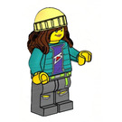 LEGO Mujer con Turquesa oscuro Chaqueta y Cabello largo y rizado con Beanie Minifigura