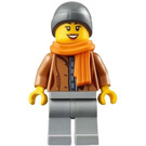 LEGO Frau mit Medium Dark Fleisch Jacke und Schal Minifigur