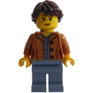 LEGO Kvinne med Open Jakke og Dark Brun  Hestehale Minifigur