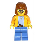 LEGO Vrouw met Oranje Top en Donkeroranje Haar Minifiguur