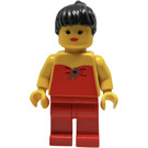 LEGO Woman with Red Halter Top and Red Legs with Black Ponytail Hair Minifigure