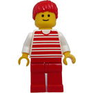 LEGO Woman with red striped Shirt and red Ponytail  Minifigure