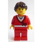 LEGO Kvinna med Röd Tröja Minifigur