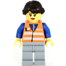 LEGO Frau mit Sicherheitsweste und Zug emblem Minifigur