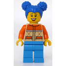 LEGO Woman with Tan Jacket Blue Hair Minifigure