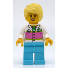 LEGO Woman with White Shirt and Pink Stripe Minifigure