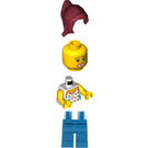 LEGO Woman with White Shirt with Rainbow Stars, Red Ponytail Minifigure