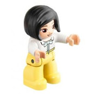 LEGO Woman with White Top with Light Aqua Bow Duplo Figure