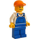 LEGO Worker v Kombinézy s orango Víčko Minifigurka