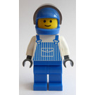 LEGO Worker in Striped Overalls with Helmet Minifigure