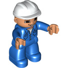 LEGO Worker met Blauw Kleding en Wit Helm Duplo-figuur