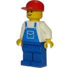 LEGO Worker med Blå Overall och Röd Keps Minifigur