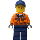 LEGO Worker met Dark Blauw Pet, Dark Stone Grijs Hoody, Dark Blauw Poten Minifiguur