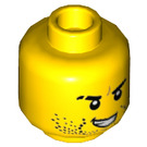 LEGO Yellow Agent Jack Fury with Helmet and Shoulder Armor Minifigure Head (Recessed Solid Stud) (3626)