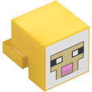 LEGO Yellow Animal Head with Sheep Face with White Background and Tan Outline (103728 / 106290)