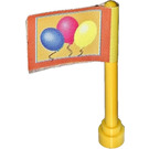 LEGO Jaune Antenne 1 x 4 avec Balloons sur Jaune Background avec rouge Cadre Autocollant avec dessus arrondi (3957)