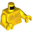 LEGO Geel Bare Chest Torso met Haar en Scratches (973 / 76382)