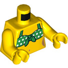 LEGO Yellow Beach Person with White Dotted Green Bikini Minifig Torso (973 / 76382)