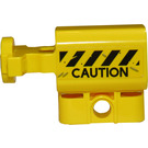 LEGO Gelb Strahl 1 x 3 mit Shooter Fass mit 'CAUTION' und Gelb Danger Streifen Aufkleber (35456)