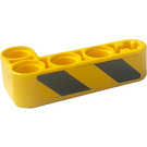 LEGO Yellow Beam 2 x 4 Bent 90 Degrees, 2 and 4 holes with Danger Stripes (Right) Sticker (32140)