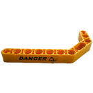 LEGO Yellow Beam 3 x 3.8 x 7 Bent 45 Double with Danger text and triangle Sticker (32009)