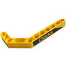 LEGO Yellow Beam 3 x 3.8 x 7 Bent 45 Double with Stripe, 'DEERE' (Left) Sticker (32009)