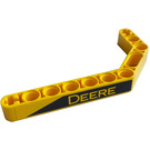 LEGO Yellow Beam 3 x 3.8 x 7 Bent 45 Double with Stripe, 'DEERE' (Right) Sticker (32009)