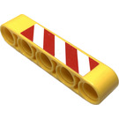 LEGO Yellow Beam 5 with Red and White Danger Stripes Sticker (32316)